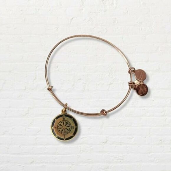 Alex and Ani Compass Shiny Gold Charm Bangle Bracelet - Picture 1 of 3
